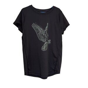 All in Motion Target Girls Black Graphic T-Shirt Geometric Eagle Design Size M